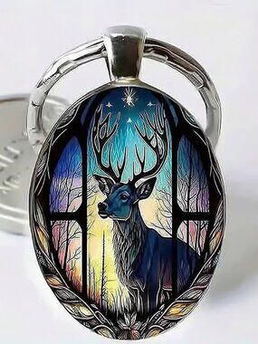Stainless Steel DEER Wildlife Keyring Keychain Accessoey